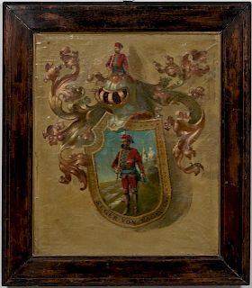 19th Century, Continental Armorial Crest, Oil