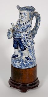 Delft Blue & White Figural Pitcher On Stand