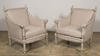 Pr., Maison Jansen Style French Bergere Chairs