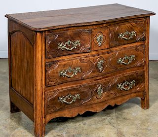 18th C. French Walnut Commode, Stamped "Gosselin"