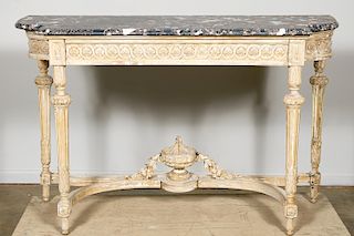 19th C. French Gray & Marble Console Table.