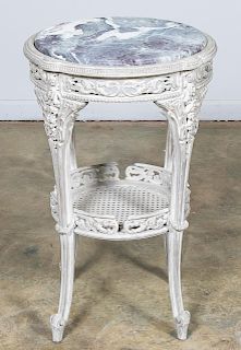 French Carved Marble Top Table, C. 1900