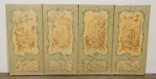 19th C. French Chinoiserie Four Panel Screen