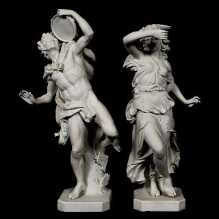 Pair, Large Sevres Style Parian Classical Figures