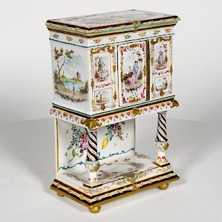 French Faience Miniature Court Cupboard