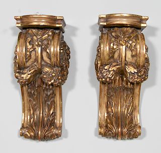 Pr., French Carved Giltwood Brackets