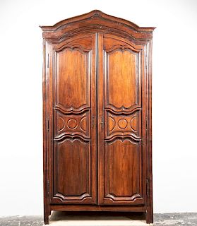 French Louis XIV Style Walnut Two-Door Armoire