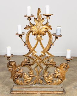 French Baroque Style Carved Giltwood Candelabra