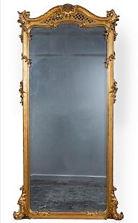French Louis XV Style Large Giltwood Pier Mirror