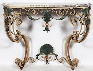 Louis XV Polychrome Marble Top Console Table