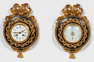 Louis XVI Style Cartel Clock & Barometer Set