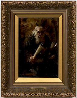 Adolphe Hervier "The Scholar" Figural Oil Portrait