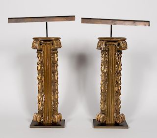 Pair, French Bronze Mounted Fragment Lamps