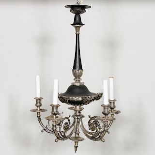 French Empire Style Silver Plated Chandelier