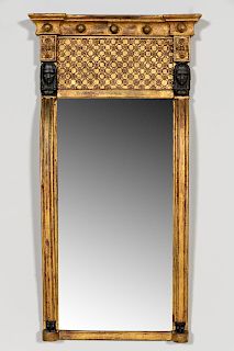 19th C. French Empire Ebonized and Gilt Mirror