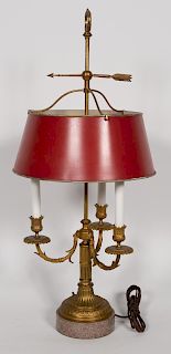 Fine French Bronze Three Light Bouillotte Lamp