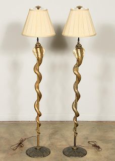 Pair,  Art Deco Style Cobra Floor Lamps