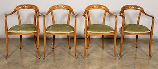 Set Four, French Art Nouveau Beechwood Chairs