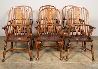 Assembled Set Six English Georgian Windsor Chairs