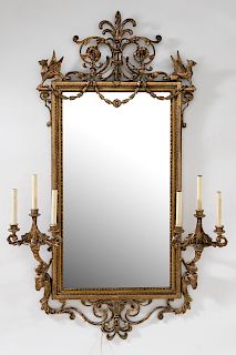 19th C. English Neoclassical Gilt Girandole Mirror