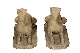 Pair, English Stone Garden Whippet Figures