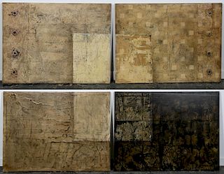 Paul Ecke, Large 4 Panel Abstract Work on Canvas
