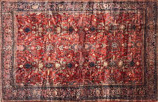 Vintage Hand Knotted Wool Sarouk Oriental Carpet