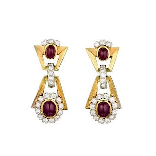 Bulgari Ruby and Diamond Earrings