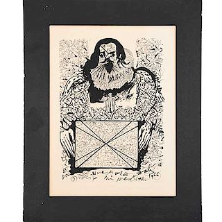 Salvador Dalí. "Nada es verdad ni mentira". Firmado y fechado 1966. Grabado. Sin enmarcar. 30 x 22 cm.