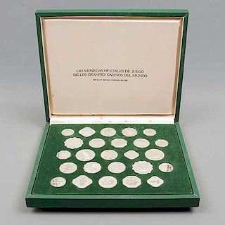 Colección de monedas oficiales de juego, de los grandes casinos del mundo. Marca Franklin Mint. E.U. SXX. En plata 925.