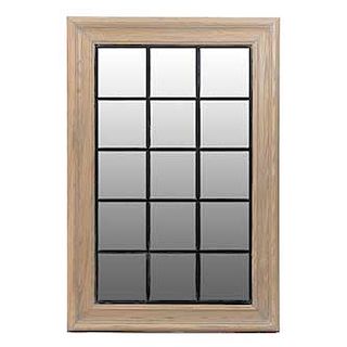 Espejo. Siglo XX. Diseño a manera de ventana. En talla de madera. Con 2 lunas rectangulares. 136 x 92 x 5 cm.