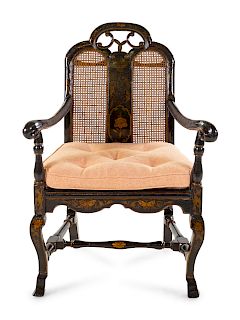 A Dutch Chinoiserie-Lacquered Armchair