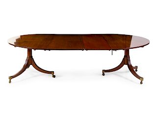 A Regency Mahogany Twin-Pedestal Dining Table 