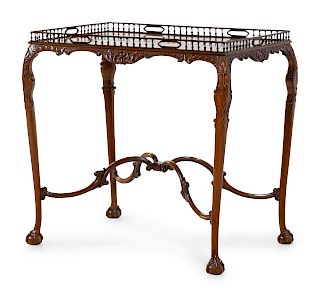 A Chinese Chippendale Carved Mahogany Silver Table 