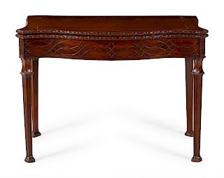 A Chinese Chippendale Carved Mahogany Game Table 