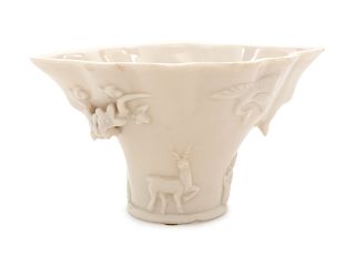 A Chinese Blanc-de-Chine Porcelain Cup