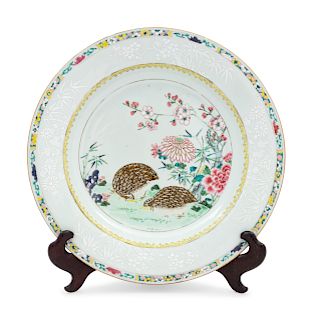 A Chinese Famille Verte Porcelain 'Quail' Charger 