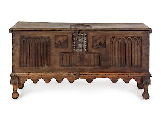 A French Gothic Carved Walnut Chest
