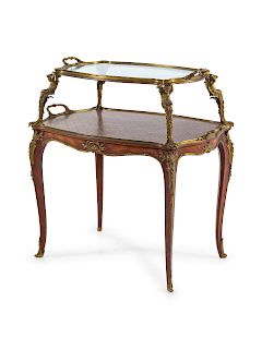 A Louis XV Style Gilt Bronze Mounted Two-Tier Table 