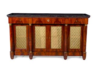 An Empire Style Figured Mahogany Marble-Top Server 
