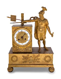 An Empire Gilt Bronze Mantel Clock