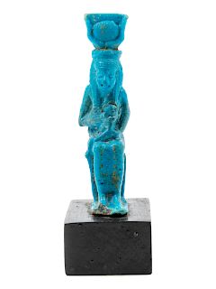 An Egyptian Faience Amulet of Isis and Horus