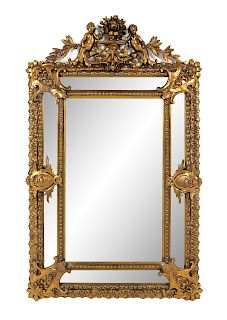 An Italian Baroque Giltwood Mirror
