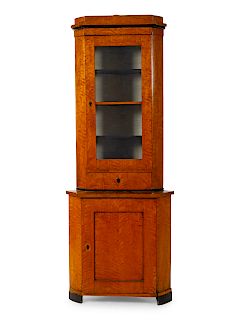 A Biedermeier Birch Corner Cabinet