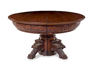 A Renaissance Revival Carved Oak Extension Table
