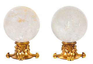 A Pair of Rock Crystal and Gilt Bronze Table Ornaments