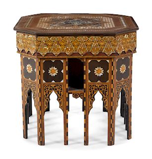 An Ottoman Turkish Marquetry and Mother-of-Pearl Inlaid Table
