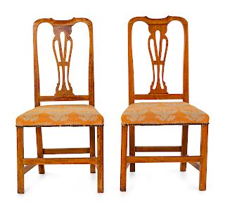 A Pair of Chippendale Carved Maple Side Chairs