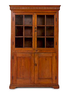A Federal Carved Pine Cupboard