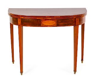 A Federal Inlaid and Figured Mahogany Game Table